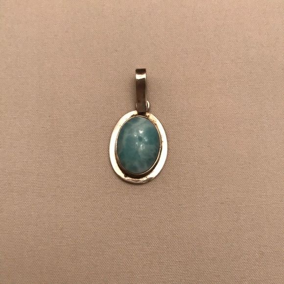 Vintage Laramar Blue Stone Sterling Silver Necklace Charm - Picture 2 of 4